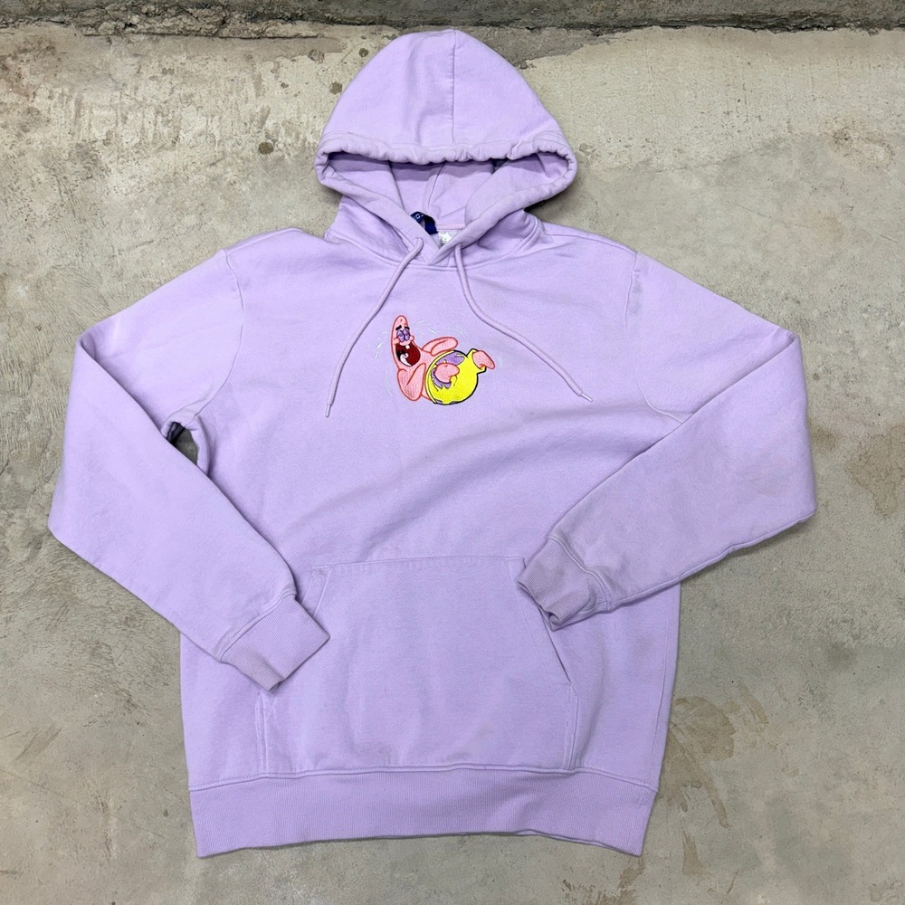 H&M Spongebob Patrick Star Hoodie Purple Cartoon Character‎ Pullover Size M